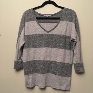 Gap Heathered Grey Striped Top